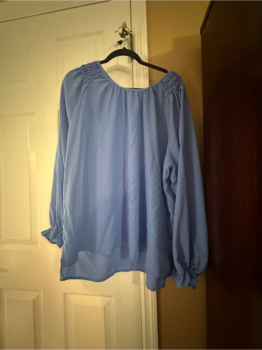 Jessica Simpson Light Blue Off-Shoulder Peasant Blouse